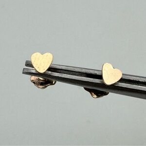 New 10K Yellow Gold Heart Petite Stud Earrings Screw Back